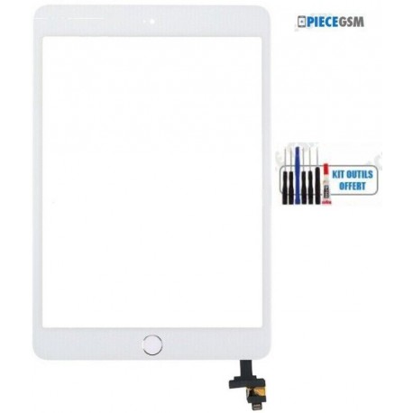 Vitre tactile + bouton home pour iPad Mini 3 Blanc