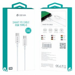 DEVIA Cable PD série intelligente Blanc pour type C (20V 3A 60W)
